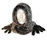 kanin pelshue med halstørklæde